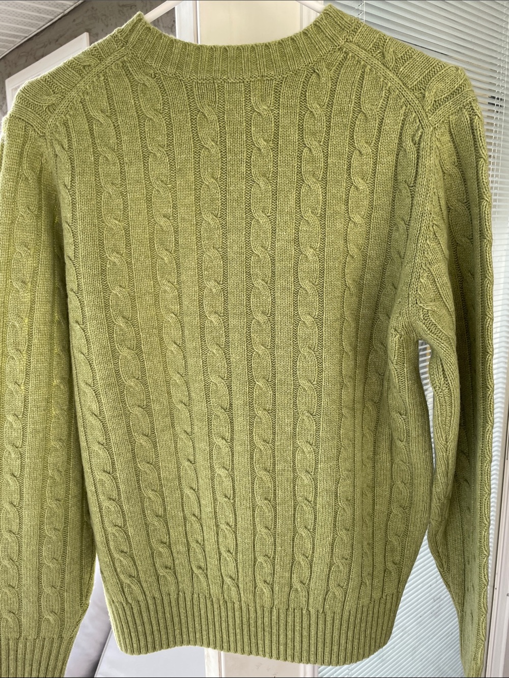 L.L. Bean Men's Light Sage Green Cable Crewneck Sweater - Picture 6 of 6